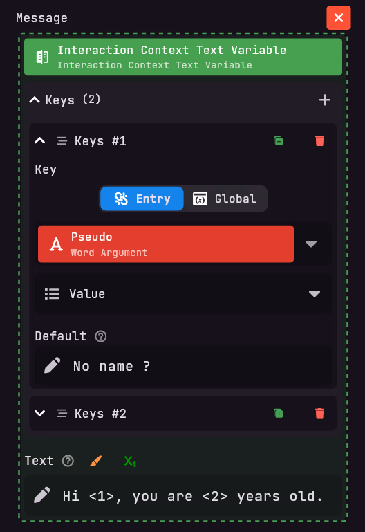 Interaction Context Text Variable
