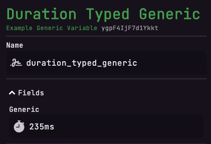 Duration Generic Variable