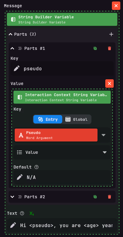 Interaction Context Text Variable